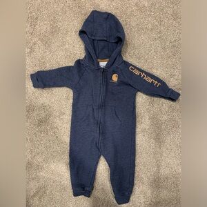 Carhartt Navy Hooded Zip Onsie 9 months